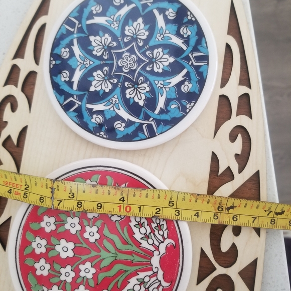 Handmade ceramic and wood serving tray - Picture 4 of 6